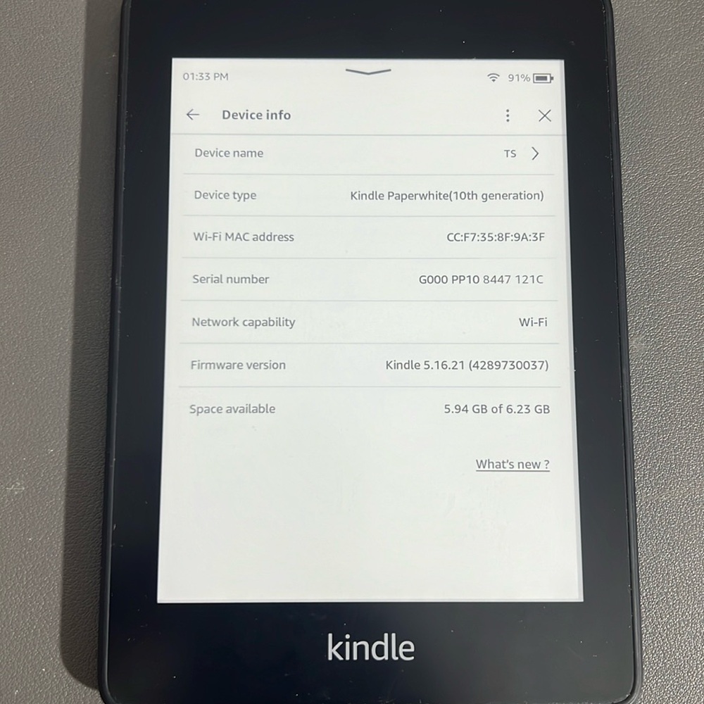 Kindle 10th generation - paperwhite